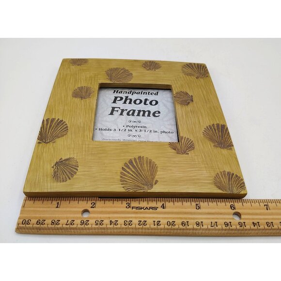 Seashell Photo Frame Hand Painted 3.5x3.5 Polyresin Coastal Beach Decor Ocean - Picture 9 of 15